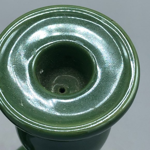 Potter Smith Stoneware set 2 Green Candlesticks - Picture 2 of 7